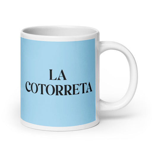 La Cotorreta The Talkative One Funny Home Office Work Coffee Mug Mexican Spanish Pride Gift White Glossy Cup Sky Blue Card Mug Mexicada 20 oz