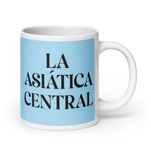 La Asiática Central The Central Asian Funny Home Office Work Coffee Mug Mexican Spanish Pride Gift White Glossy Cup Sky Blue Card Mug Mexicada 20 oz