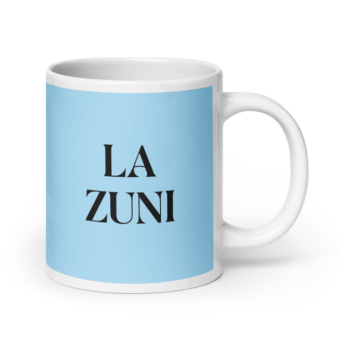 La Zuni The Zuni Funny Home Office Work Coffee Mug Mexican Spanish Pride Gift White Glossy Cup Sky Blue Card Mug Mexicada 20 oz