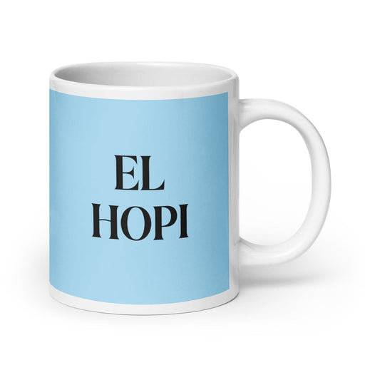 El Hopi The Hopi Funny Home Office Work Coffee Mug Mexican Spanish Pride Gift White Glossy Cup Sky Blue Card Mug Mexicada 20 oz