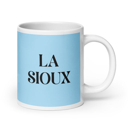 La Sioux The Sioux Funny Home Office Work Coffee Mug Mexican Spanish Pride Gift White Glossy Cup Sky Blue Card Mug Mexicada 20 oz