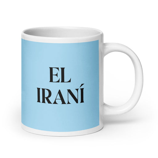 El Iraní The Iranian Funny Home Office Work Coffee Mug Mexican Spanish Pride Gift White Glossy Cup Sky Blue Card Mug Mexicada 20 oz