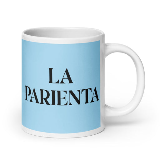 La Parienta The Relative Funny Home Office Work Coffee Mug Mexican Spanish Pride Gift White Glossy Cup Sky Blue Card Mug Mexicada 20 oz