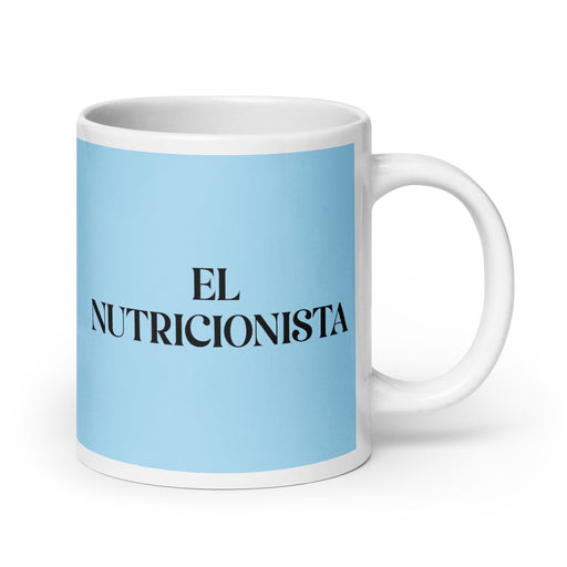 El Nutricionista The Nutritionist Funny Home Office Work Coffee Mug Mexican Spanish Pride Gift White Glossy Cup Sky Blue Card Mug Mexicada 20 oz