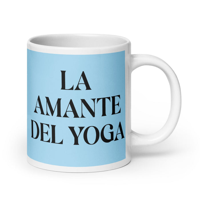 La Amante Del Yoga The Yoga Lover Funny Home Office Work Coffee Mug Mexican Spanish Pride Gift White Glossy Cup Sky Blue Card Mug Mexicada 20 oz