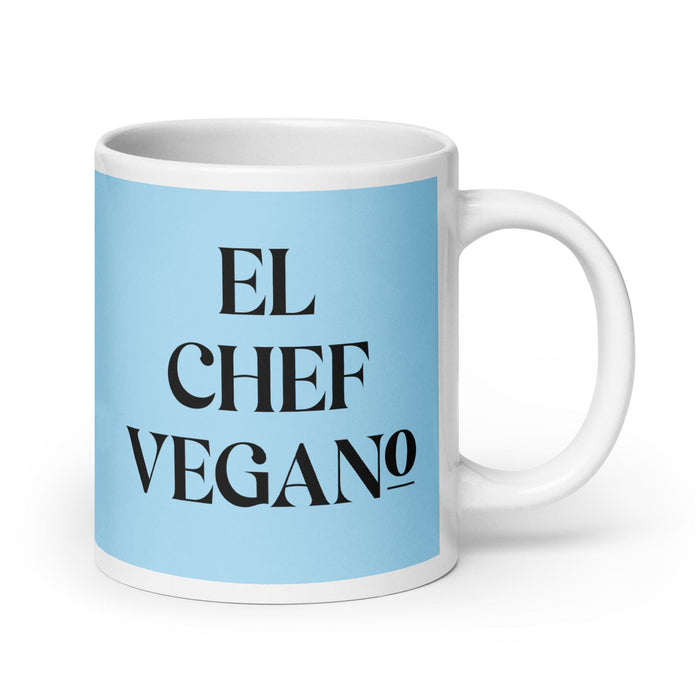 El Chef Vegano The Vegan Chef Funny Home Office Work Coffee Mug Mexican Spanish Pride Gift White Glossy Cup Sky Blue Card Mug Mexicada 20 oz