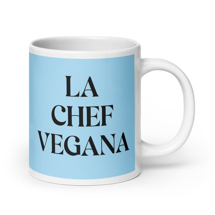 La Chef Vegana The Vegan Chef Funny Home Office Work Coffee Mug Mexican Spanish Pride Gift White Glossy Cup Sky Blue Card Mug Mexicada 20 oz