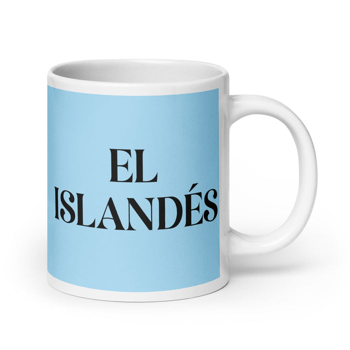 El Islandés The Icelandic Funny Home Office Work Coffee Mug Mexican Spanish Pride Gift White Glossy Cup Sky Blue Card Mug Mexicada 20 oz