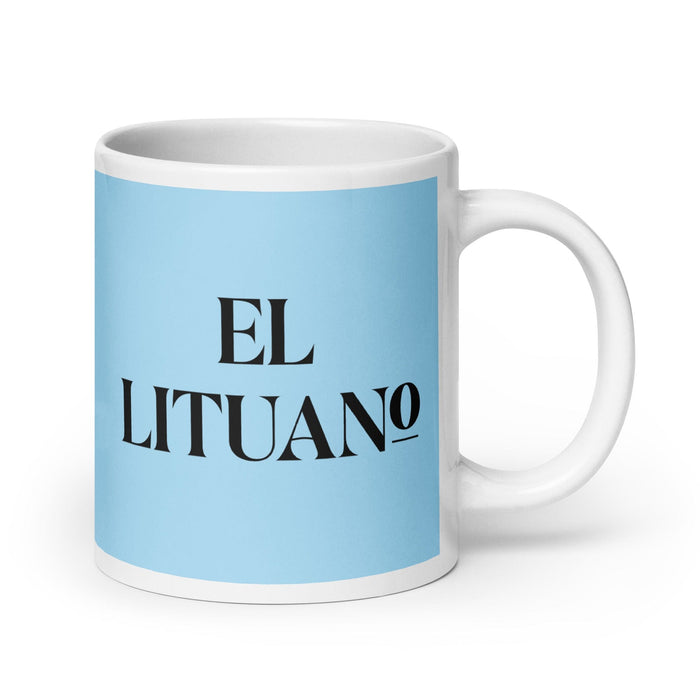 El Lituano The Lithuanian Funny Home Office Work Coffee Mug Mexican Spanish Pride Gift White Glossy Cup Sky Blue Card Mug Mexicada 20 oz