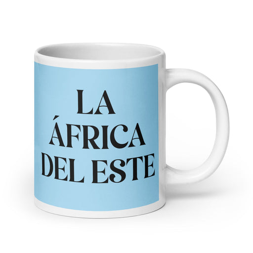 La África Del Este The East African Funny Home Office Work Coffee Mug Mexican Spanish Pride Gift White Glossy Cup Sky Blue Card Mug Mexicada 20 oz