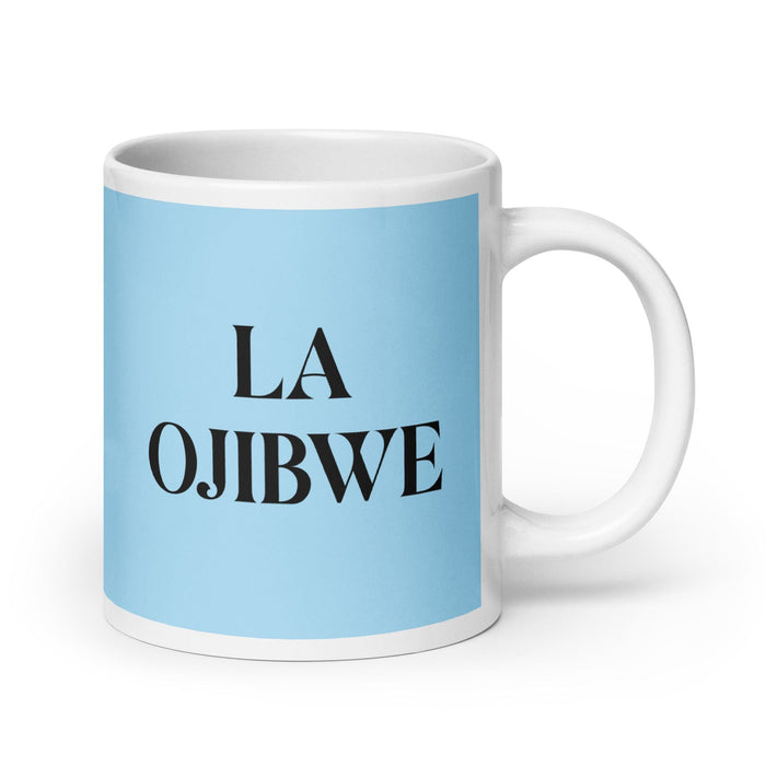 La Ojibwe The Ojibwe Funny Home Office Work Coffee Mug Mexican Spanish Pride Gift White Glossy Cup Sky Blue Card Mug Mexicada 20 oz