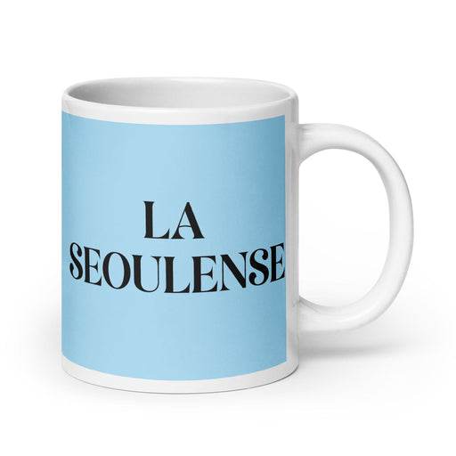 La Seoulense The Seoul Resident Funny Home Office Work Coffee Mug Mexican Spanish Pride Gift White Glossy Cup Sky Blue Card Mug Mexicada 20 oz