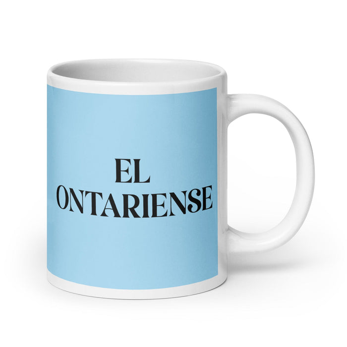 El Ontariense The Ontarian Funny Home Office Work Coffee Mug Mexican Spanish Pride Gift White Glossy Cup Sky Blue Card Mug Mexicada 20 oz