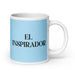 El Inspirador The Inspirer Funny Home Office Work Coffee Mug Mexican Spanish Pride Gift White Glossy Cup Sky Blue Card Mug Mexicada 20 oz