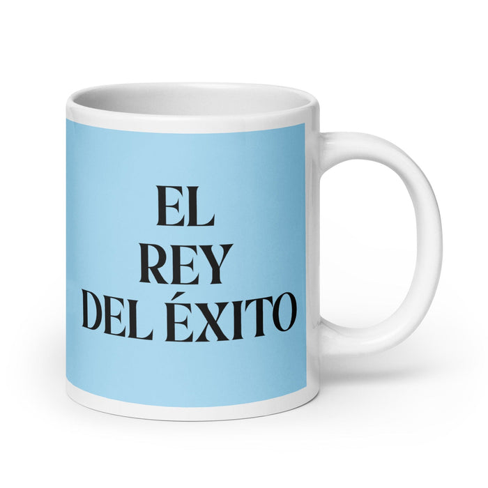 El Rey Del Éxito The Queen / King Of Success Funny Home Office Work Coffee Mug Mexican Spanish Pride Gift White Glossy Cup Sky Blue Card Mug Mexicada 20 oz