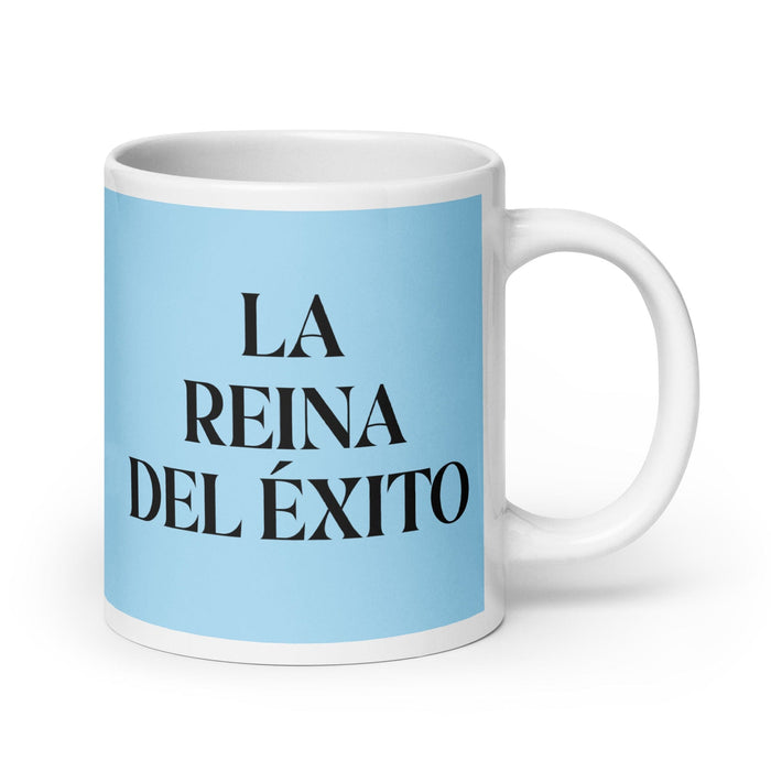 La Reina Del Éxito The Queen / King Of Success Funny Home Office Work Coffee Mug Mexican Spanish Pride Gift White Glossy Cup Sky Blue Card Mug Mexicada 20 oz