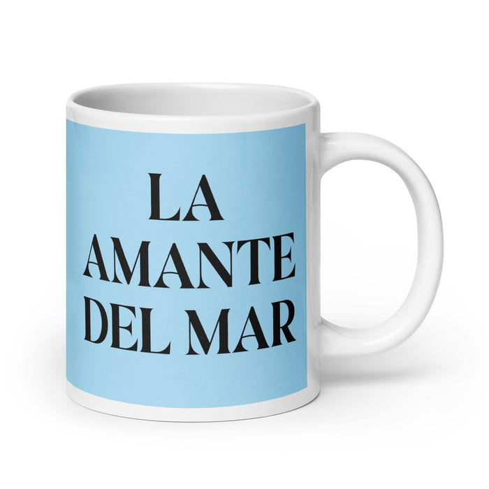 La Amante Del Mar The Sea Lover Funny Home Office Work Coffee Mug Mexican Spanish Pride Gift White Glossy Cup Sky Blue Card Mug Mexicada 20 oz