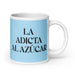 La Adicta Al Azúcar The Sugar Addict Funny Home Office Work Coffee Mug Mexican Spanish Pride Gift White Glossy Cup Sky Blue Card Mug Mexicada 20 oz