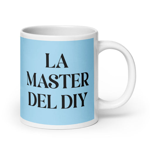 La Master Del Diy The Diy Master Funny Home Office Work Coffee Mug Mexican Spanish Pride Gift White Glossy Cup Sky Blue Card Mug Mexicada 20 oz