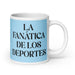 La Fanática De Los Deportes The Sports Fan Funny Home Office Work Coffee Mug Mexican Spanish Pride Gift White Glossy Cup Sky Blue Card Mug Mexicada 20 oz