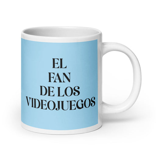 El Fan De Los Videojuegos The Video Game Fan Funny Home Office Work Coffee Mug Mexican Spanish Pride Gift White Glossy Cup Sky Blue Card Mug Mexicada 20 oz