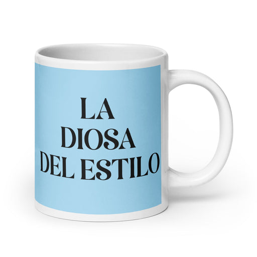 La Diosa Del Estilo The Style Goddess / God Funny Home Office Work Coffee Mug Mexican Spanish Pride Gift White Glossy Cup Sky Blue Card Mug Mexicada 20 oz