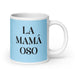 La Mamá Oso The Mama Bear / Papa Bear Funny Home Office Work Coffee Mug Mexican Spanish Pride Gift White Glossy Cup Sky Blue Card Mug Mexicada 20 oz