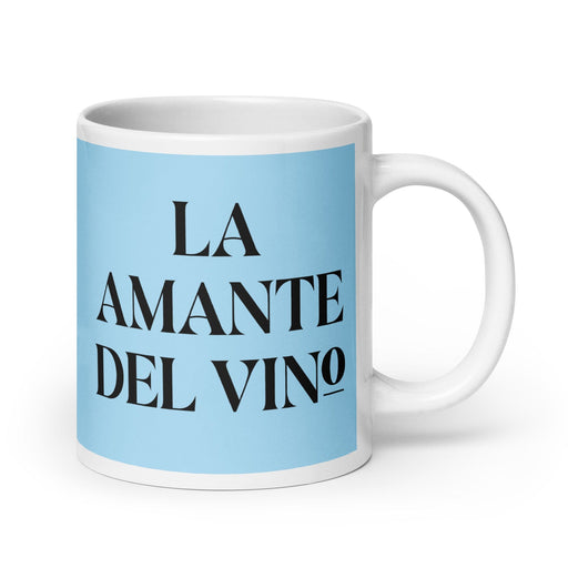 La Amante Del Vino The Wine Lover Funny Home Office Work Coffee Mug Mexican Spanish Pride Gift White Glossy Cup Sky Blue Card Mug Mexicada 20 oz