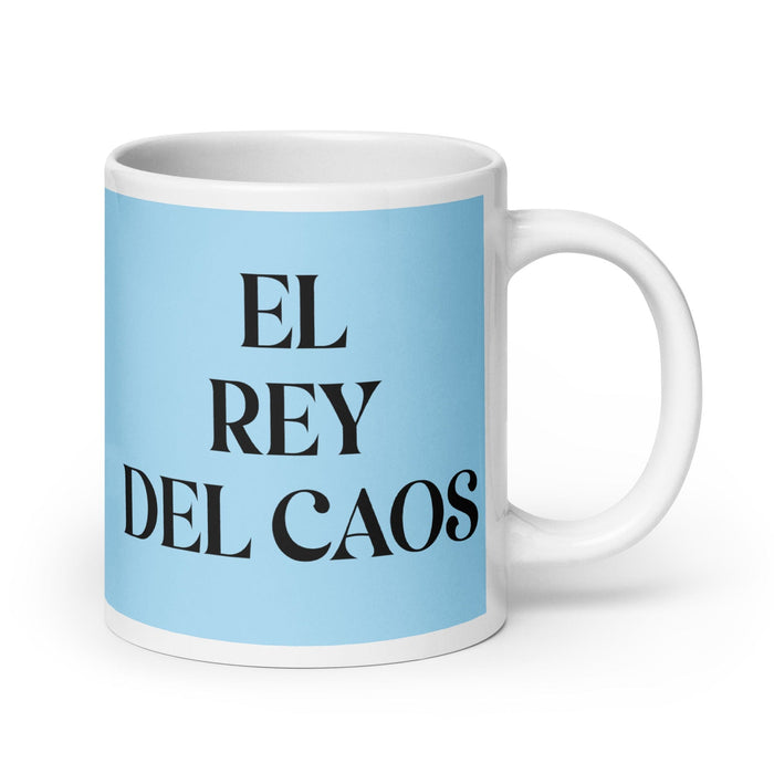 El Rey Del Caos The Queen Of Chaos / The King Of Chaos Funny Home Office Work Coffee Mug Mexican Spanish Pride Gift White Glossy Cup Sky Blue Card Mug Mexicada 20 oz