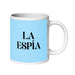 La Espía The Spy Funny Home Office Work Coffee Mug Mexican Spanish Pride Gift White Glossy Cup Sky Blue Card Mug Mexicada 20 oz