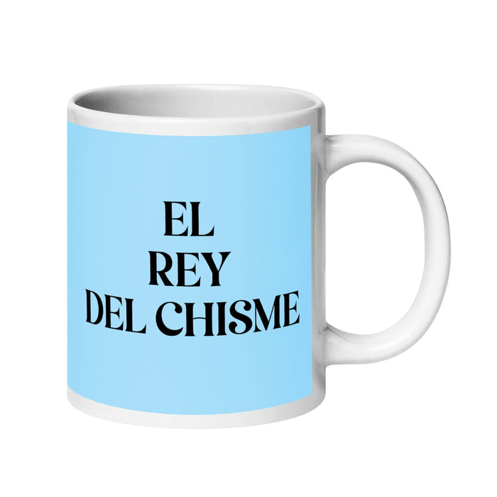 El Rey Del Chisme The Gossip Queen / The Gossip King Funny Home Office Work Coffee Mug Mexican Spanish Pride Gift White Glossy Cup Sky Blue Card Mug Mexicada 20 oz