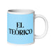 El Teórico The Theorist Funny Home Office Work Coffee Mug Mexican Spanish Pride Gift White Glossy Cup Sky Blue Card Mug Mexicada 20 oz