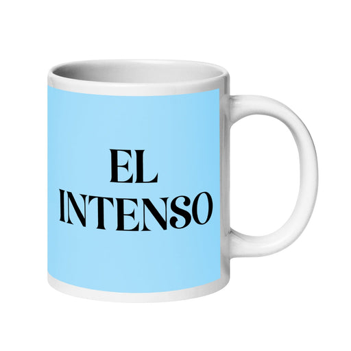 El Intenso The Intense One Funny Home Office Work Coffee Mug Mexican Spanish Pride Gift White Glossy Cup Sky Blue Card Mug Mexicada 20 oz