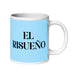 El Risueño The Smiley One Funny Home Office Work Coffee Mug Mexican Spanish Pride Gift White Glossy Cup Sky Blue Card Mug Mexicada 20 oz