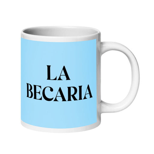 La Becaria The Intern Funny Home Office Work Coffee Mug Mexican Spanish Pride Gift White Glossy Cup Sky Blue Card Mug Mexicada 20 oz