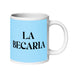 La Becaria The Intern Funny Home Office Work Coffee Mug Mexican Spanish Pride Gift White Glossy Cup Sky Blue Card Mug Mexicada 20 oz