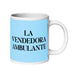 La Vendedora Ambulante The Street Vendor Funny Home Office Work Coffee Mug Mexican Spanish Pride Gift White Glossy Cup Sky Blue Card Mug Mexicada 20 oz