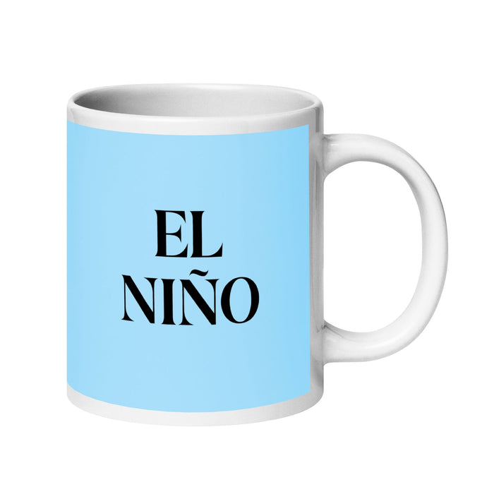 El Niño The Girl / The Boy Funny Home Office Work Coffee Mug Mexican Spanish Pride Gift White Glossy Cup Sky Blue Card Mug Mexicada 20 oz