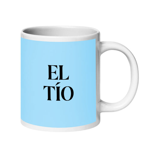 El Tío The Aunt / The Uncle Funny Home Office Work Coffee Mug Mexican Spanish Pride Gift White Glossy Cup Sky Blue Card Mug Mexicada 20 oz