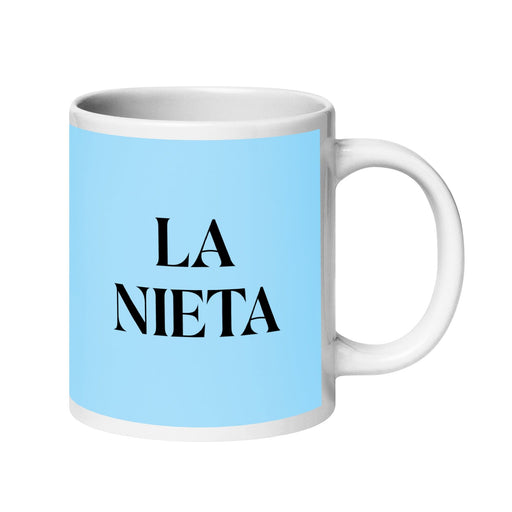 La Nieta The Granddaughter / The Grandson Funny Home Office Work Coffee Mug Mexican Spanish Pride Gift White Glossy Cup Sky Blue Card Mug Mexicada 20 oz