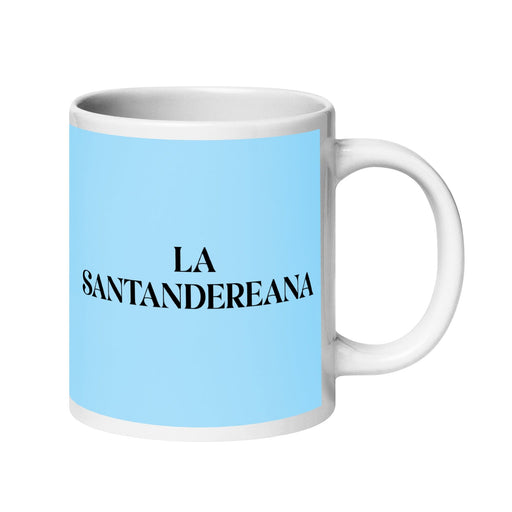 La Santandereana The Santander Resident Funny Home Office Work Coffee Mug Mexican Spanish Pride Gift White Glossy Cup Sky Blue Card Mug Mexicada 20 oz