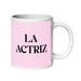 La Actriz The Actor/Actress Funny Home Office Work Coffee Mug Mexican Spanish Pride Gift White Glossy Cup Light Pink Card Mug Mexicada 20 oz