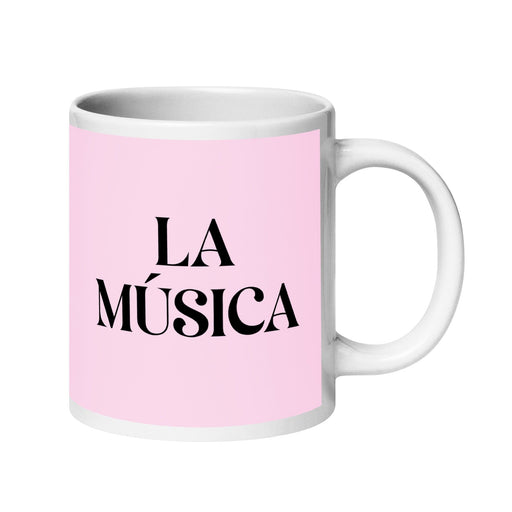 La Música The Musician Funny Home Office Work Coffee Mug Mexican Spanish Pride Gift White Glossy Cup Light Pink Card Mug Mexicada 20 oz