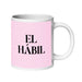 El Hábil The Skillful One Funny Home Office Work Coffee Mug Mexican Spanish Pride Gift White Glossy Cup Light Pink Card Mug Mexicada 20 oz