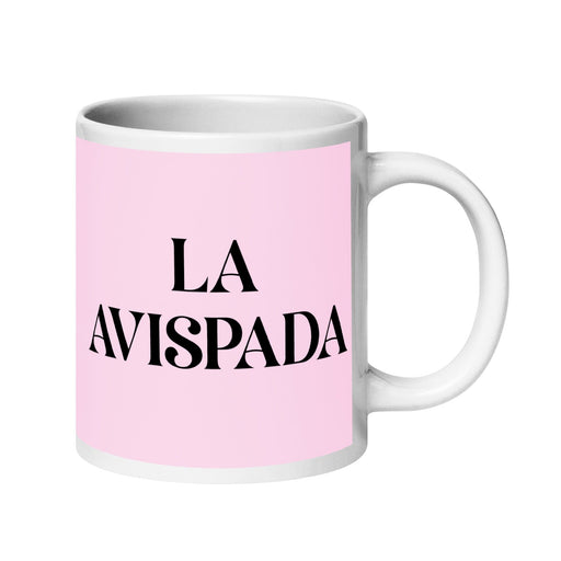 La Avispada The Sharp One Funny Home Office Work Coffee Mug Mexican Spanish Pride Gift White Glossy Cup Light Pink Card Mug Mexicada 20 oz