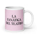 La Fanática Del Teatro The Theater Fan Funny Home Office Work Coffee Mug Mexican Spanish Pride Gift White Glossy Cup Light Pink Card Mug Mexicada 20 oz