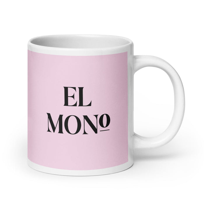 El Mono The Monkey Funny Home Office Work Coffee Mug Mexican Spanish Pride Gift White Glossy Cup Light Pink Card Mug Mexicada 20 oz