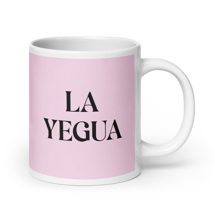 La Yegua The Horse Funny Home Office Work Coffee Mug Mexican Spanish Pride Gift White Glossy Cup Light Pink Card Mug Mexicada 20 oz