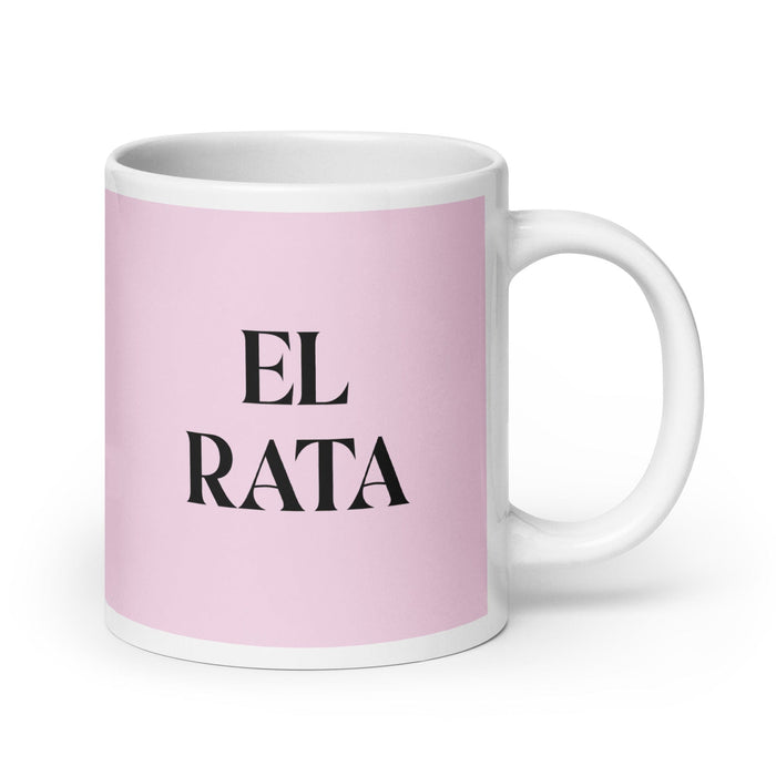 El Rata The Rat Funny Home Office Work Coffee Mug Mexican Spanish Pride Gift White Glossy Cup Light Pink Card Mug Mexicada 20 oz