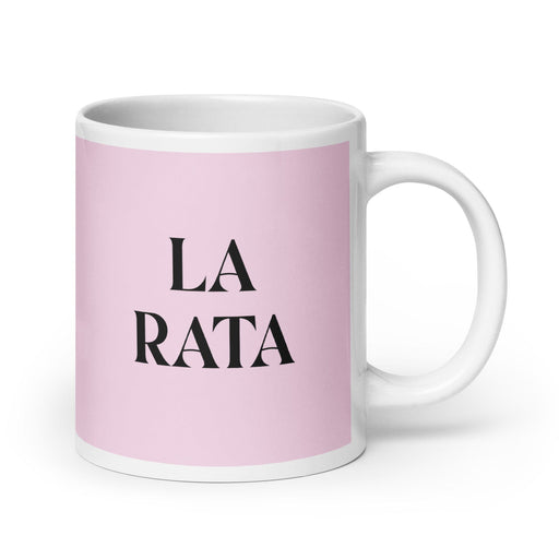 La Rata The Rat Funny Home Office Work Coffee Mug Mexican Spanish Pride Gift White Glossy Cup Light Pink Card Mug Mexicada 20 oz